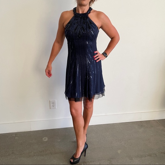 Royal Blue Xenia Silk A-line Cocktail Dress - Picture 2 of 6